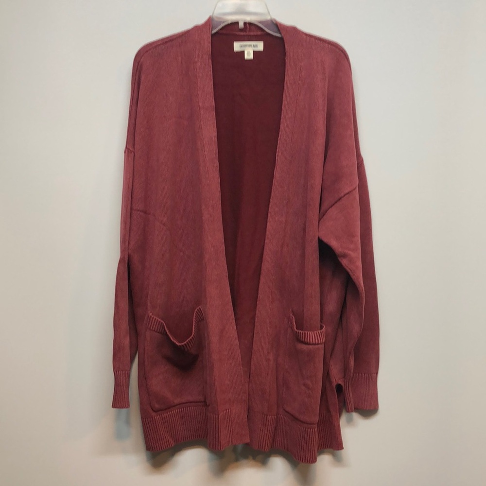 Goodthreads Oversized Cardigan Sweater Women's XXL Plus size burgundy mauve EUC